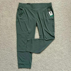 Eddie Bauer Traveler Ankle Pant Women Size XL Green Stretch Light Weight 1669563